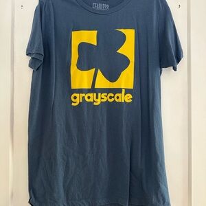 Grayscale Blue and Yellow Graphic T-Shirt